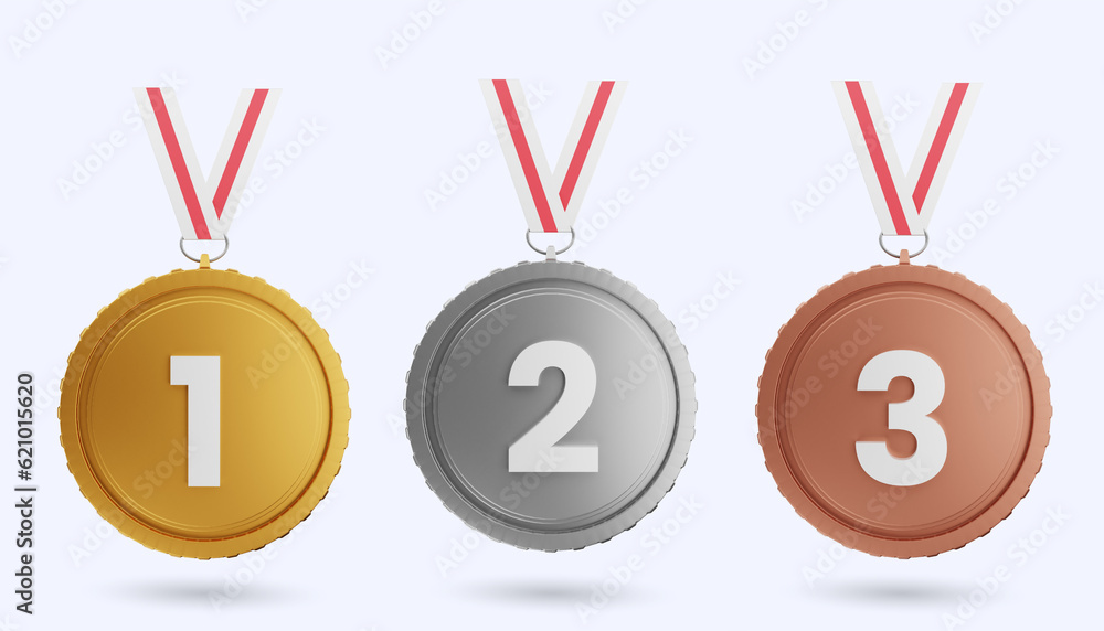 3d collection of medal gold, silver, bronze award icon 3d rendering illustration 3d collection of medal gold, silver, bronze award icon 3d rendering illustration