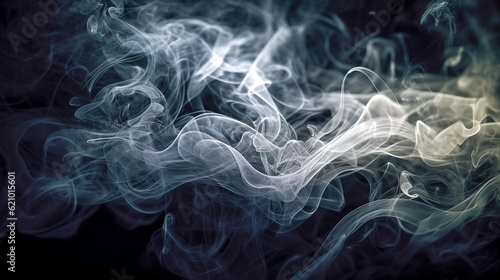 white glowing smoke on a black background made with Generative AI