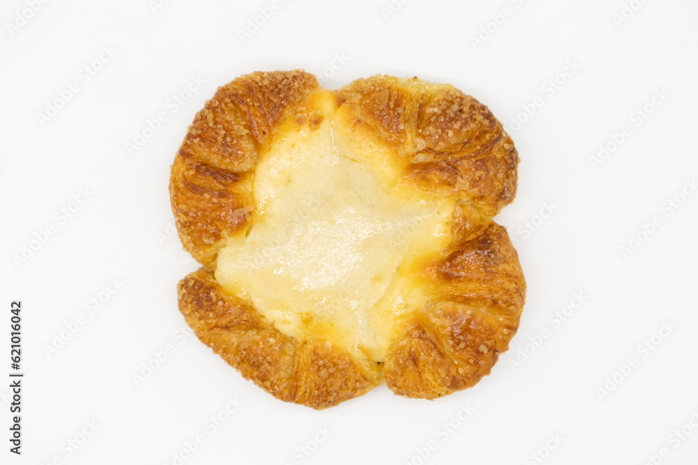 Simple Cheese Danish Pastry on a White Background Simple Cheese Danish Pastry on a White Background