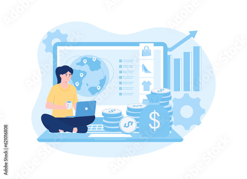 Online shop concept trending flat illustration
