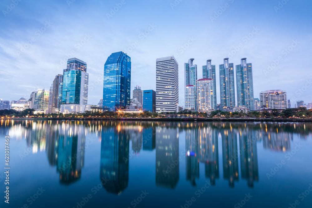 city skyline at night