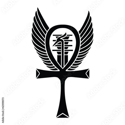 ankh wings, eyes of horus vector