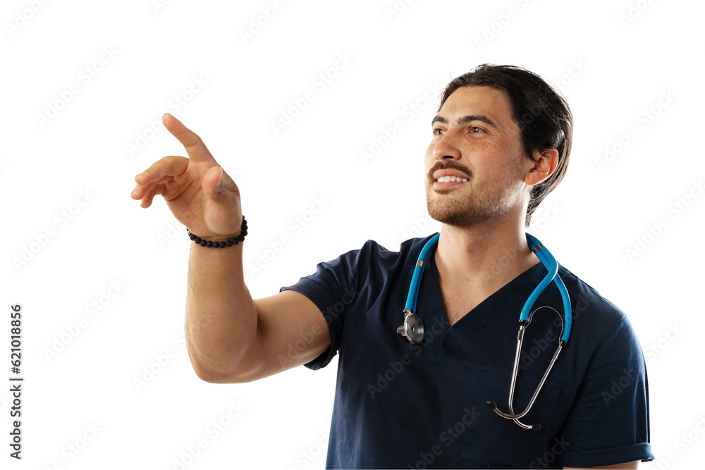 Doctor hand pointing on empty space isolated on white background Doctor hand pointing on empty space isolated on white background