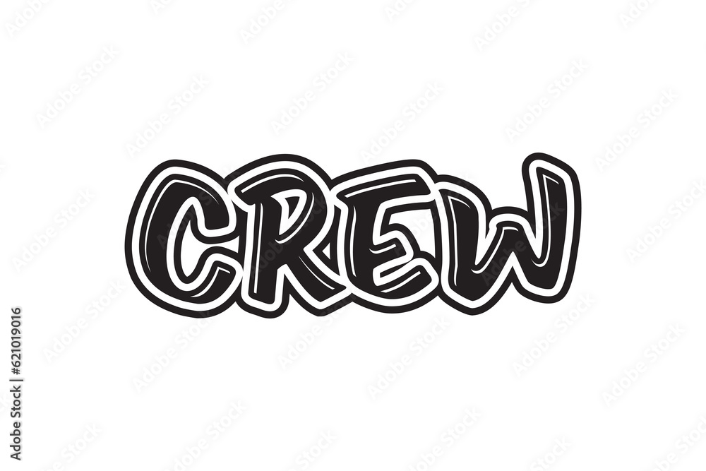 Crew. Vector hand drawn lettering. Template for card, poster, banner, print for t-shirt. Crew. Vector hand drawn lettering. Template for card, poster, banner, print for t-shirt.