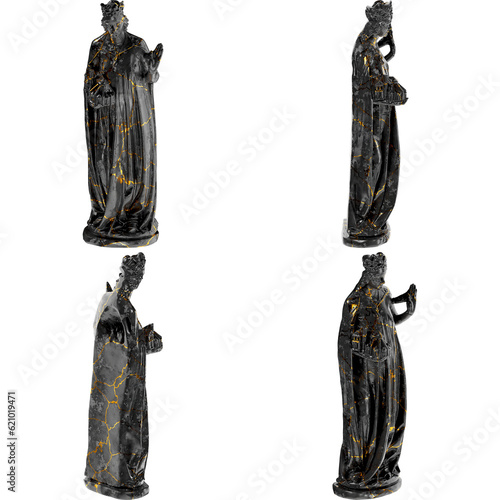 Empress Cunigunde of Luxembourg with church model - Renaissance Portrait Bust in Black Marble and Gold photo