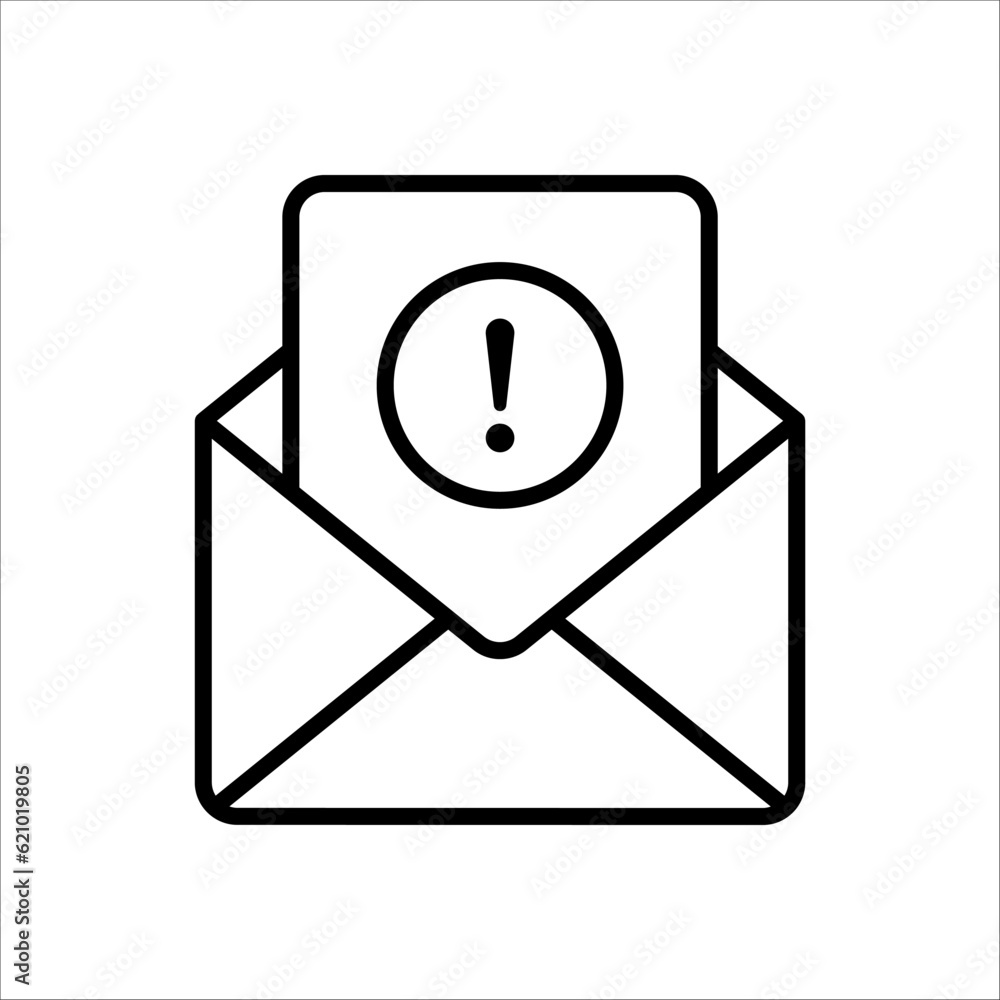 spam alert email warning single isolated on white background spam alert email warning single isolated on white background