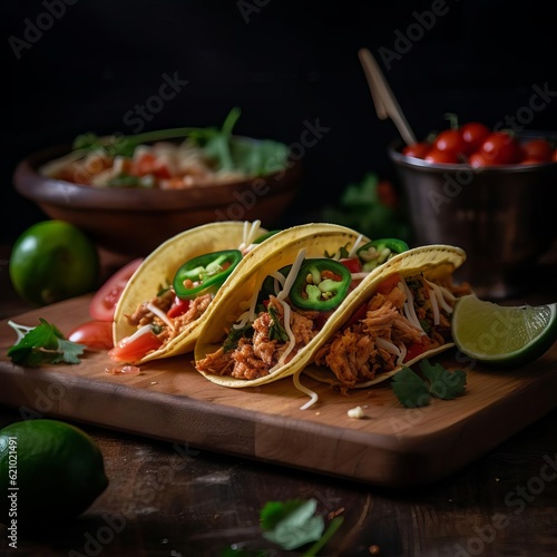 Appetizing Tacos with Fresh Ingredients Close-Up AI Generated