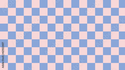 Aesthetics cute retro groovy blue and pink checkerboard, gingham, plaid, checkers pattern background illustration
