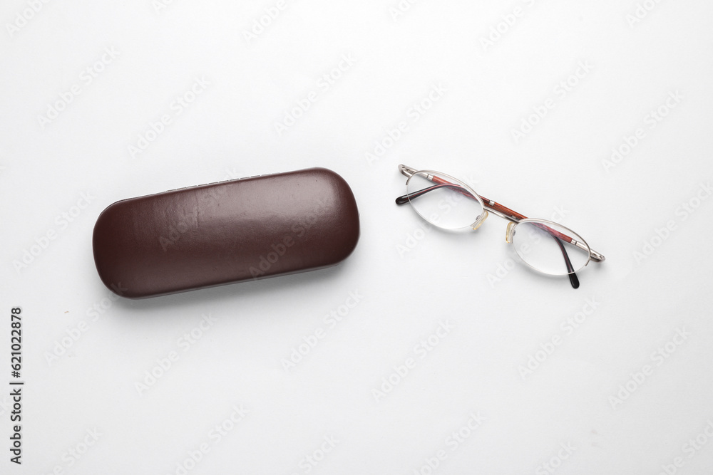Eyeglasses with a case on white background Eyeglasses with a case on white background