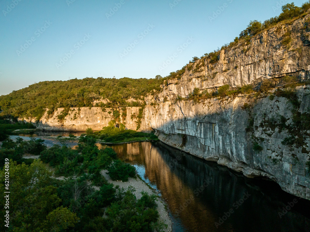 Aerial view of the Gorges of the Chassezac in Ardèche, France