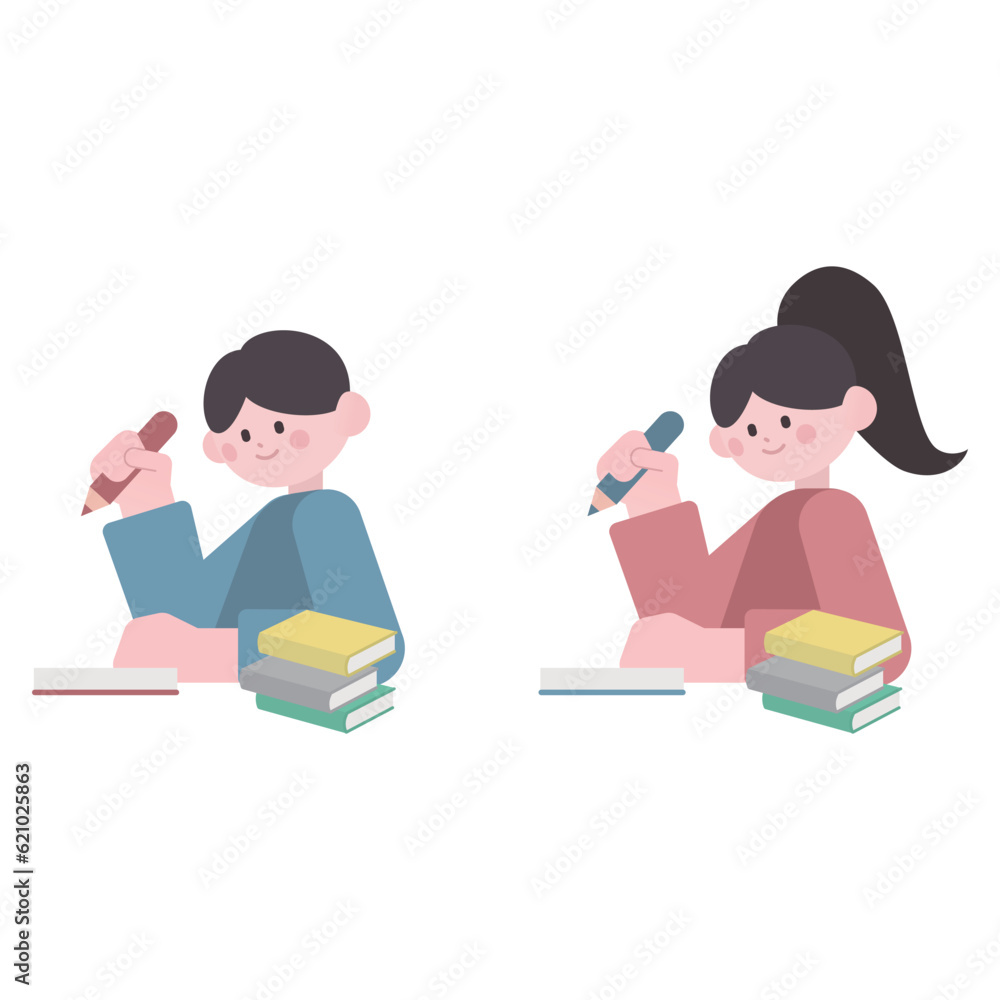 man and woman studying man and woman studying