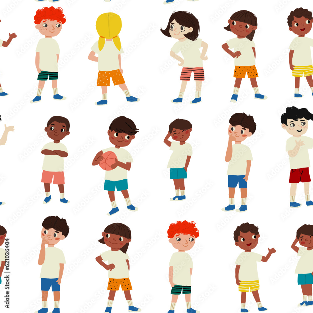 seamless ornamental pattern for kids, magazines , web sites, textile industry, school children with ball. Vector illustration seamless ornamental pattern for kids, magazines , web sites, textile industry, school children with ball. Vector illustration