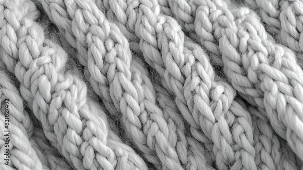 Seamless mottled light grey wool knit fabric background texture. Generative Ai