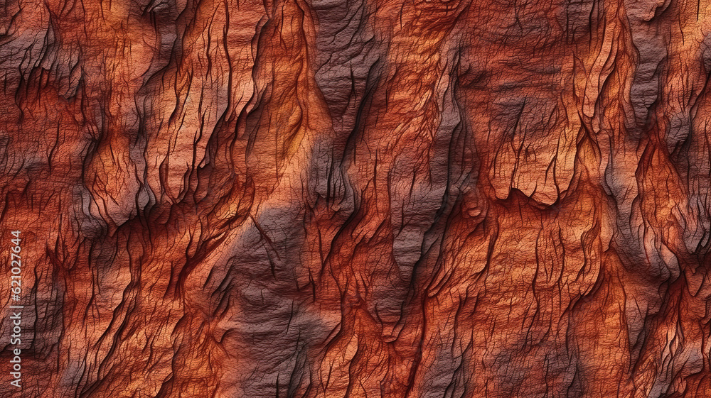 Naklejka premium Seamless tree bark background texture closeup. Generative Ai