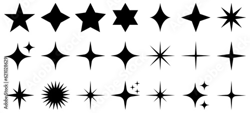 Sparkle star icons set. Vector illustration isolated on white background