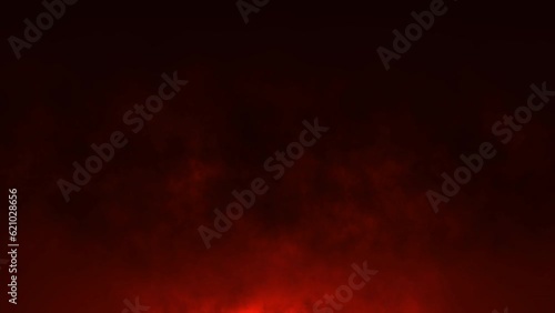 3D animation. Burning red hot sparks rise from large fire seamless loop. Background of bonfire, light and life. Fiery orange glowing flying ember particles on black background