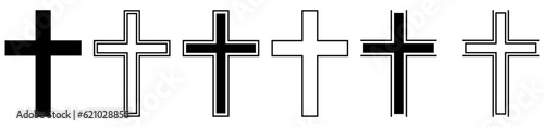 Set of Christian cross icons. Religion vector illustration on white background