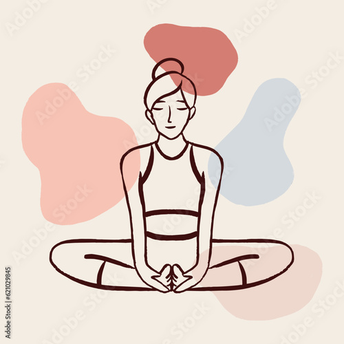 Aesthetic Hand Drawn Yoga Pose Illustration Vector, Wall Decor Poster Design