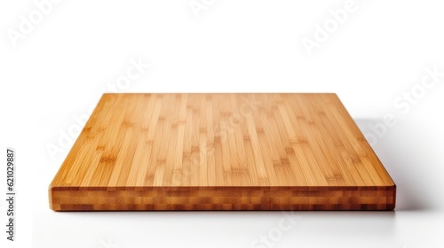 An empty wooden table top is isolated and placed against a white backdrop to display or montage your merchandise.