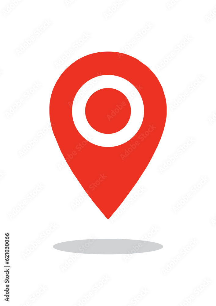 Location red icon vector. Pin sign Isolated on white background. Flat style for graphic design, logo Location red icon vector. Pin sign Isolated on white background. Flat style for graphic design, logo
