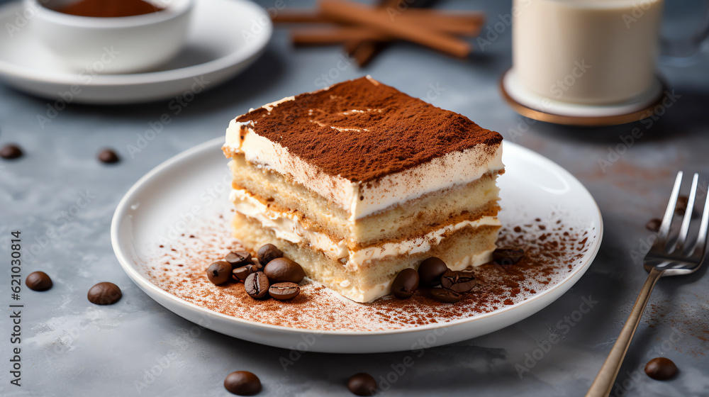 Tiramisu ein dessert aus Löffelbiskuit, Generative AI Tiramisu ein dessert aus Löffelbiskuit, Generative AI