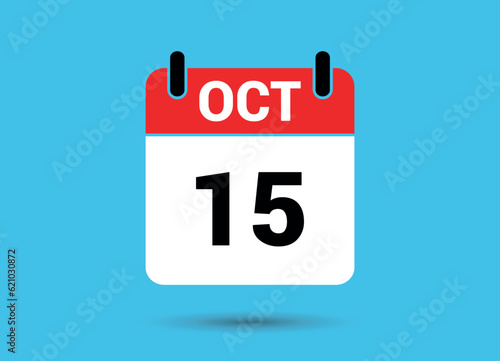October 15 Calendar Date Flat Icon Day 15 Vector Illustration