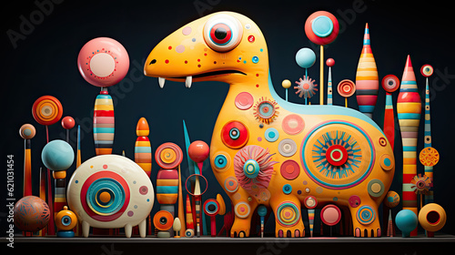 Fototapeta Naklejka Na Ścianę i Meble -  3d drawing, in the style of cartoon abstraction, colorful