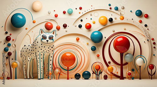 Fototapeta Naklejka Na Ścianę i Meble -  3d drawing, in the style of cartoon abstraction, colorful