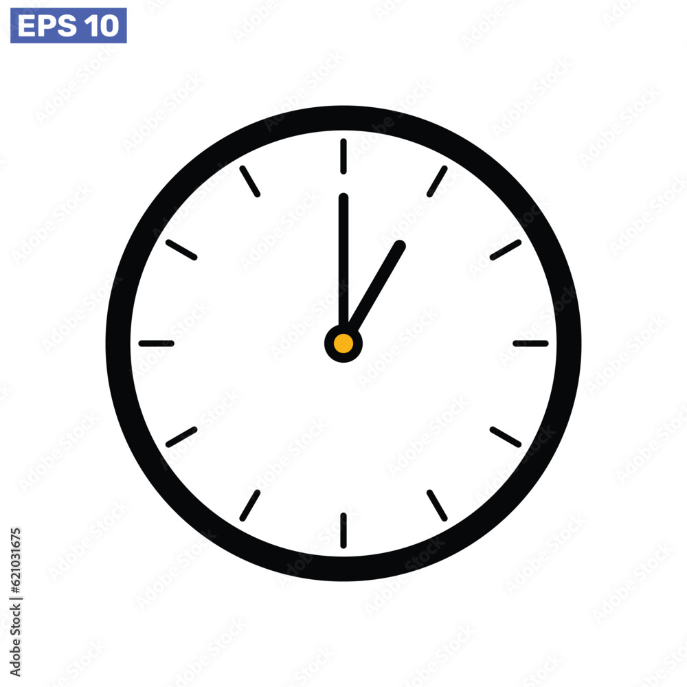 Clock time icon symbol isolated on white background design. Clock time icon symbol isolated on white background design.