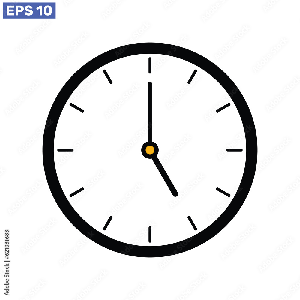 Clock time icon symbol isolated on white background design. Clock time icon symbol isolated on white background design.