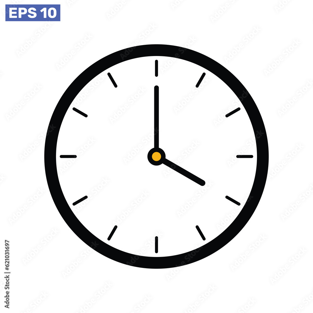 Clock time icon symbol isolated on white background design. Clock time icon symbol isolated on white background design.