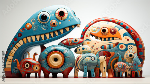 Fototapeta Naklejka Na Ścianę i Meble -  3d drawing, in the style of cartoon abstraction, colorful