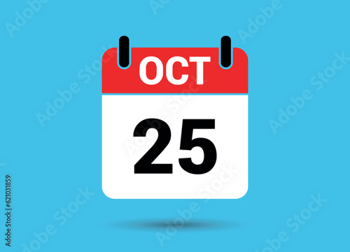 October 25 Calendar Date Flat Icon Day 25 Vector Illustration
