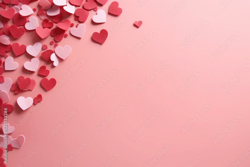 Paper heart on pink background. Happy Women's, Mother's, Valentine's Day. generative ai, ai, generative