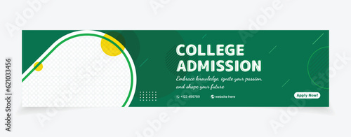 Admission banner design green yellow color template easy to edit