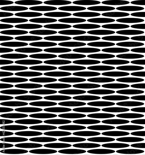 Seamless geometric texture in the form of an abstract pattern of black ovals on a white background