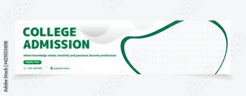 Admission banner design green yellow color template easy to edit