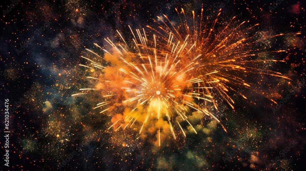 Fototapeta premium Colorful fireworks. Generative ai image.