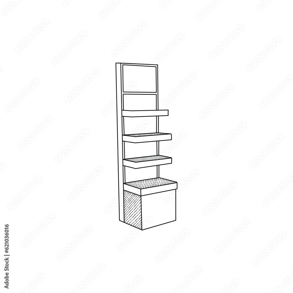 Stand Shop furniture minimalist logo, vector icon illustration design template