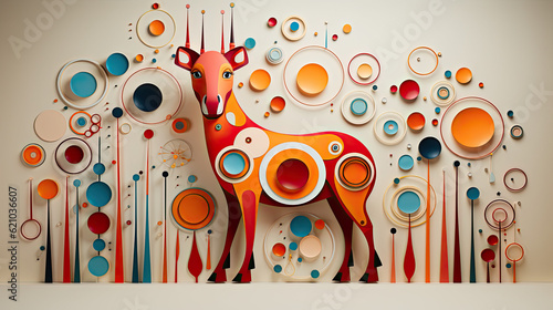 giraffe in abstract background with circles