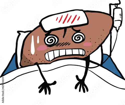 cartoon liver cirrhosis bad health