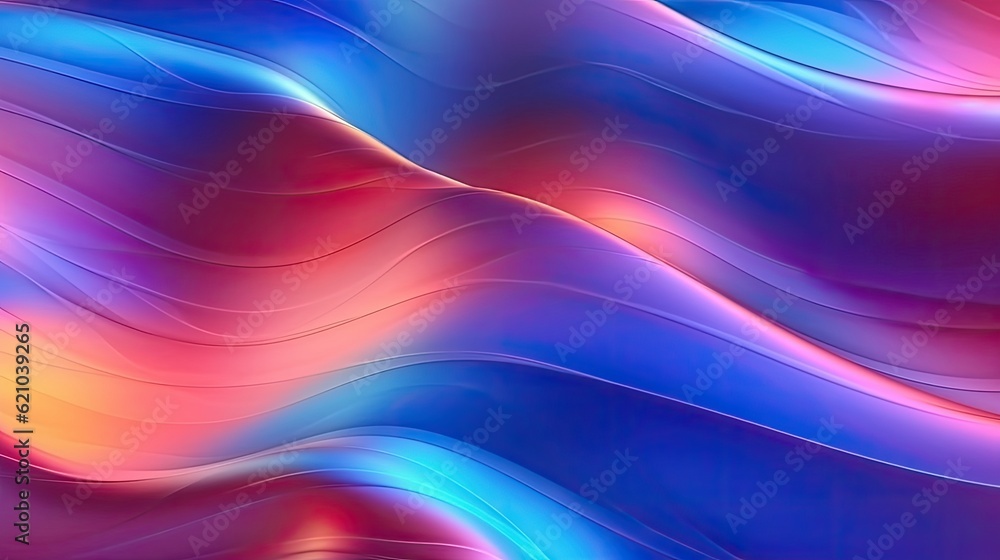 On light emitter glass, an abstract of a stunning gradient wave pattern with holographic iridescence. Banner as a background wallpaper or cover design element On light emitter glass, an abstract of a stunning gradient wave pattern with holographic iridescence. Banner as a background wallpaper or cover design element