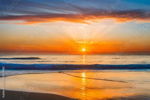 sunset on the beach AI Generated © HotiGrapher