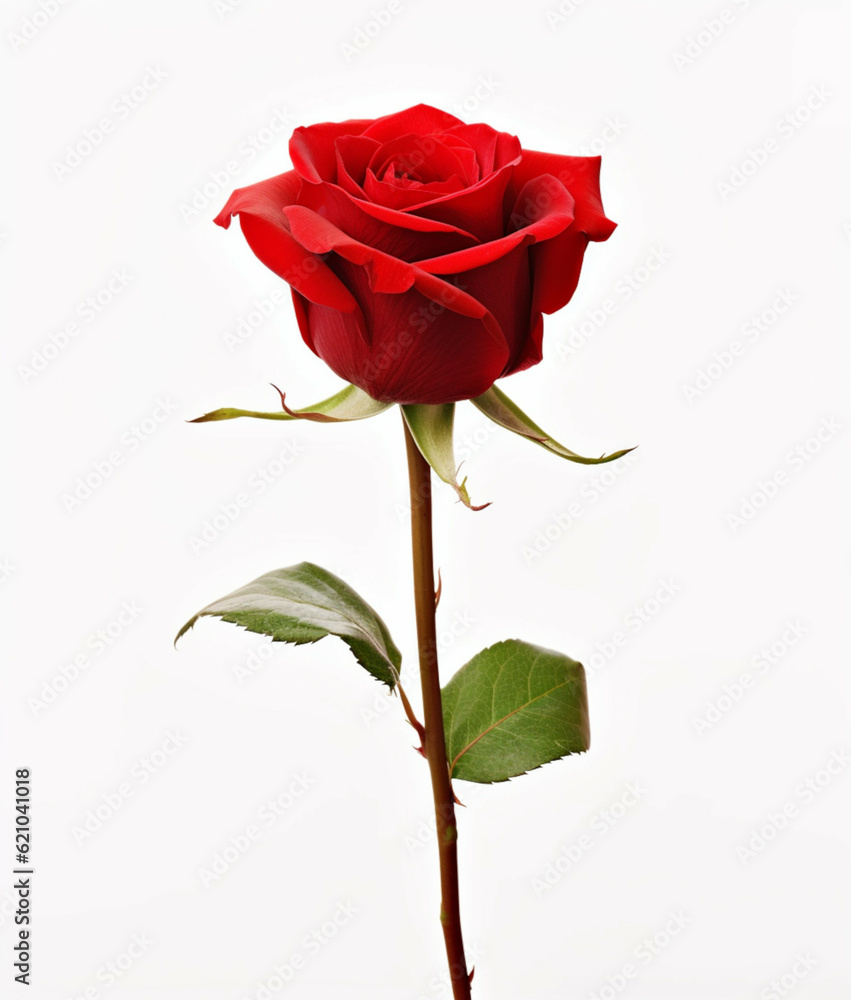Fototapeta premium Red rose isolated on white background, valentine's day concept.I love you concept.