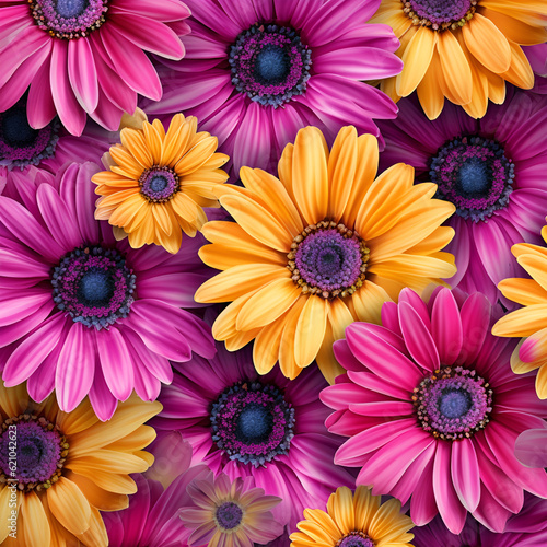 pink and yellow flowers  daisy beauty AI generated 