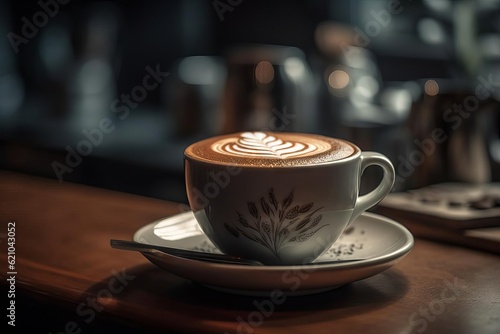 Freshly Brewed Cappuccino Close-Up AI Generated