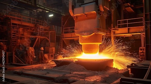 Valokuva Production of steel and heavy metals in electric furnace in production