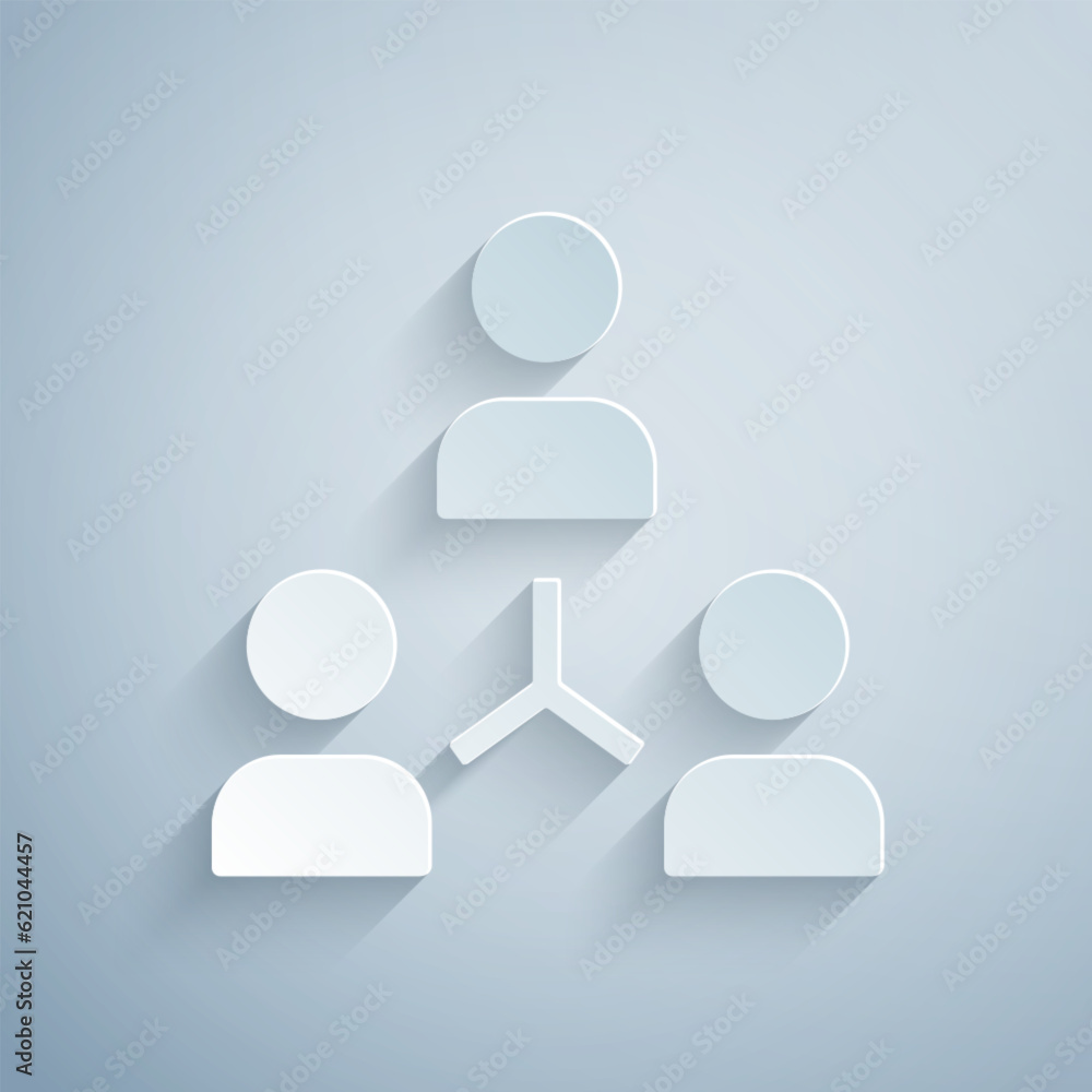 Paper cut Project team base icon isolated on grey background. Business analysis and planning, consulting, team work, project management. Paper art style. Vector Paper cut Project team base icon isolated on grey background. Business analysis and planning, consulting, team work, project management. Paper art style. Vector