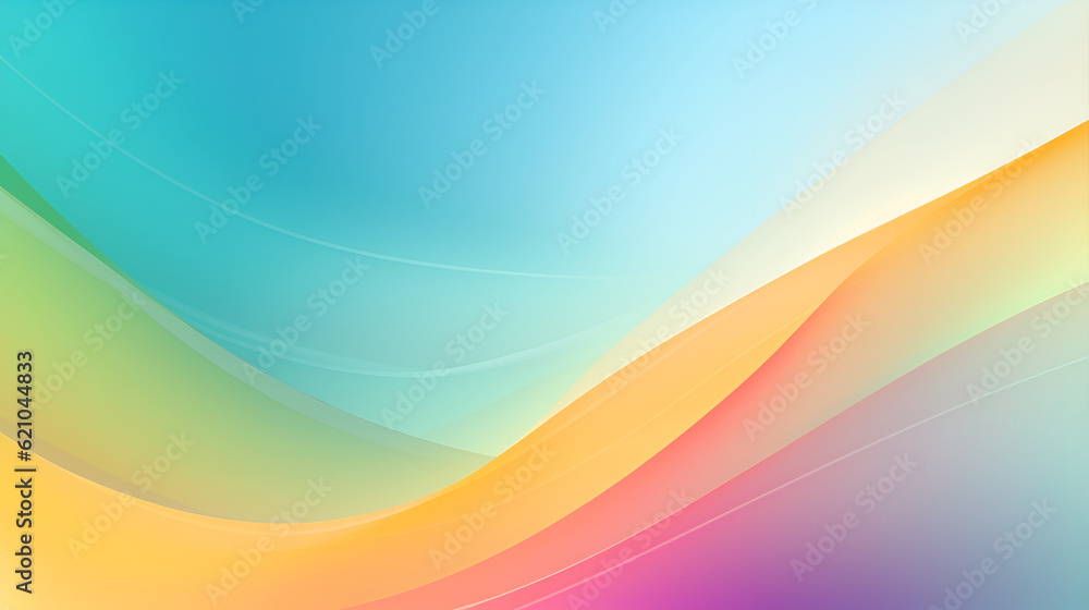 Abstract background with smooth lines in blue, orange and yellow colors.. Generative AI.