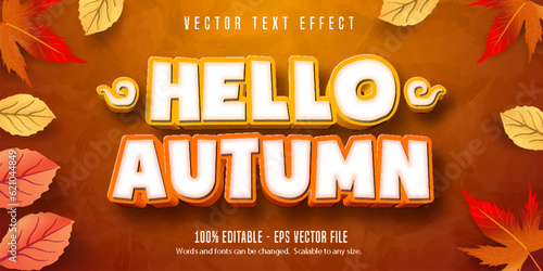 Hello Autumn text, autumn style editable text effect